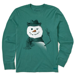 Men's Snowman Peace Sign Long Sleeve Crusher Tee