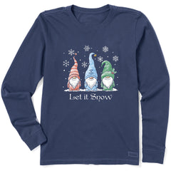 Women's Let it Snow Gnomes Long Sleeve Crusher Tee
