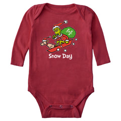 Baby Grinch and Max Snow Day Long Sleeve Crusher Bodysuit