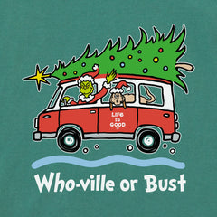 Women's Grinch and Max Who-Ville Or Bust Long Sleeve Crusher Tee