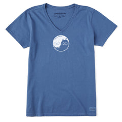 Women's Cat Yin and Yang Short Sleeve Vee