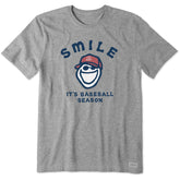 Men's Jake Smile It's Baseball Season Short Sleeve Crusher Tee