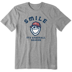 Men's Jake Smile It's Baseball Season Short Sleeve Crusher Tee