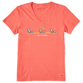 Women's Distanced Beach Chairs Short Sleeve Crusher Vee