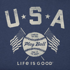 Men's USA Baseball with Flags Short Sleeve Tee