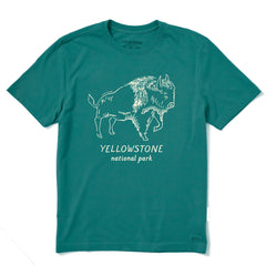 Men's Yellowstone Hand Drawn Bison Short Sleeve Crusher Tee
