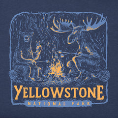 Men's Yellowstone Bear and Moose Camp Scene Short Sleeve Crusher Tee