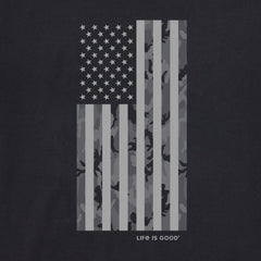 Men's Vertical USA Flag B&W Camo Short Sleeve Crusher Tee