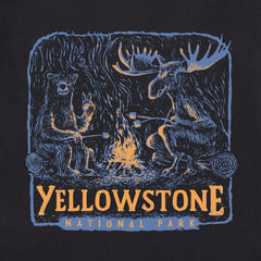 Men's Yellowstone Bear and Moose Camp Scene Short Sleeve Crusher Tee