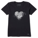 Women's Heart Clouds Short Sleeve Vee