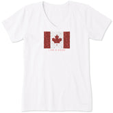 Women's Canadian Flag Wildflowers Short Sleeve Vee