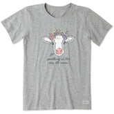 Women's Calf Flower Crown Short Sleeve Crusher Tee