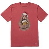 Men's Beer Hug Santa Bear Short Sleeve Crusher Tee