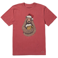 Men's Beer Hug Santa Bear Short Sleeve Crusher Tee