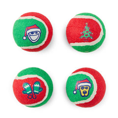 Christmas Cheer 4-Pack Squeaker Tennis Ball Set