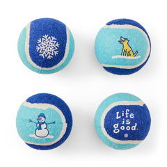 Winter Fun 4-Pack Squeaker Tennis Ball Set