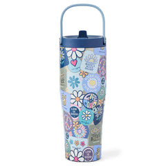 Floral Sticker Collage 30oz Stainless Corkcicle Go Cup XL