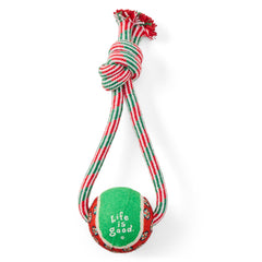 Life is Good Knot Rope Tennis Ball Dog Toy