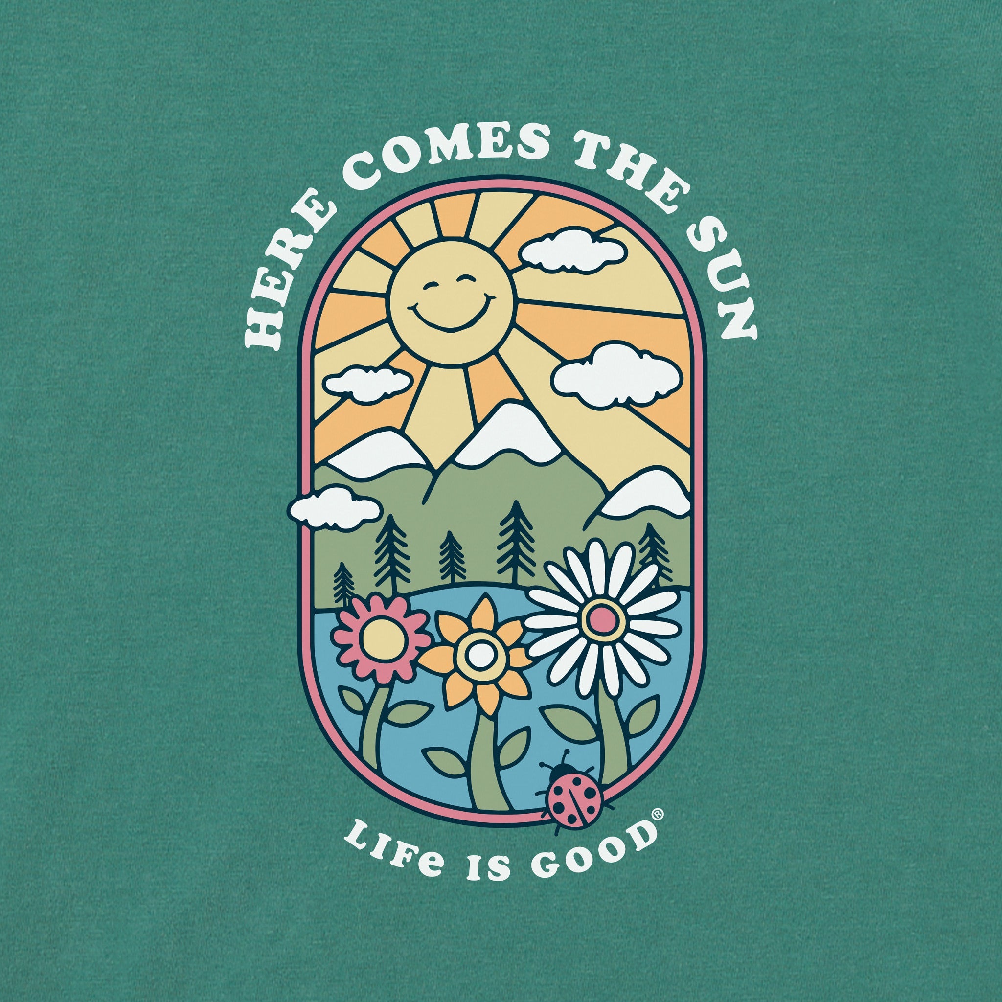 Women's Here Comes the Sun Retro Short Sleeve Crusher Boxy Tee