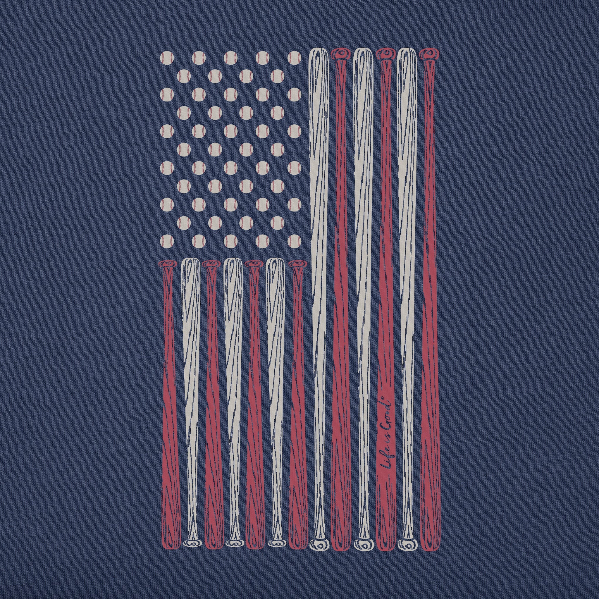 Men's Vertical USA Flag Baseball Short Sleeve Tee