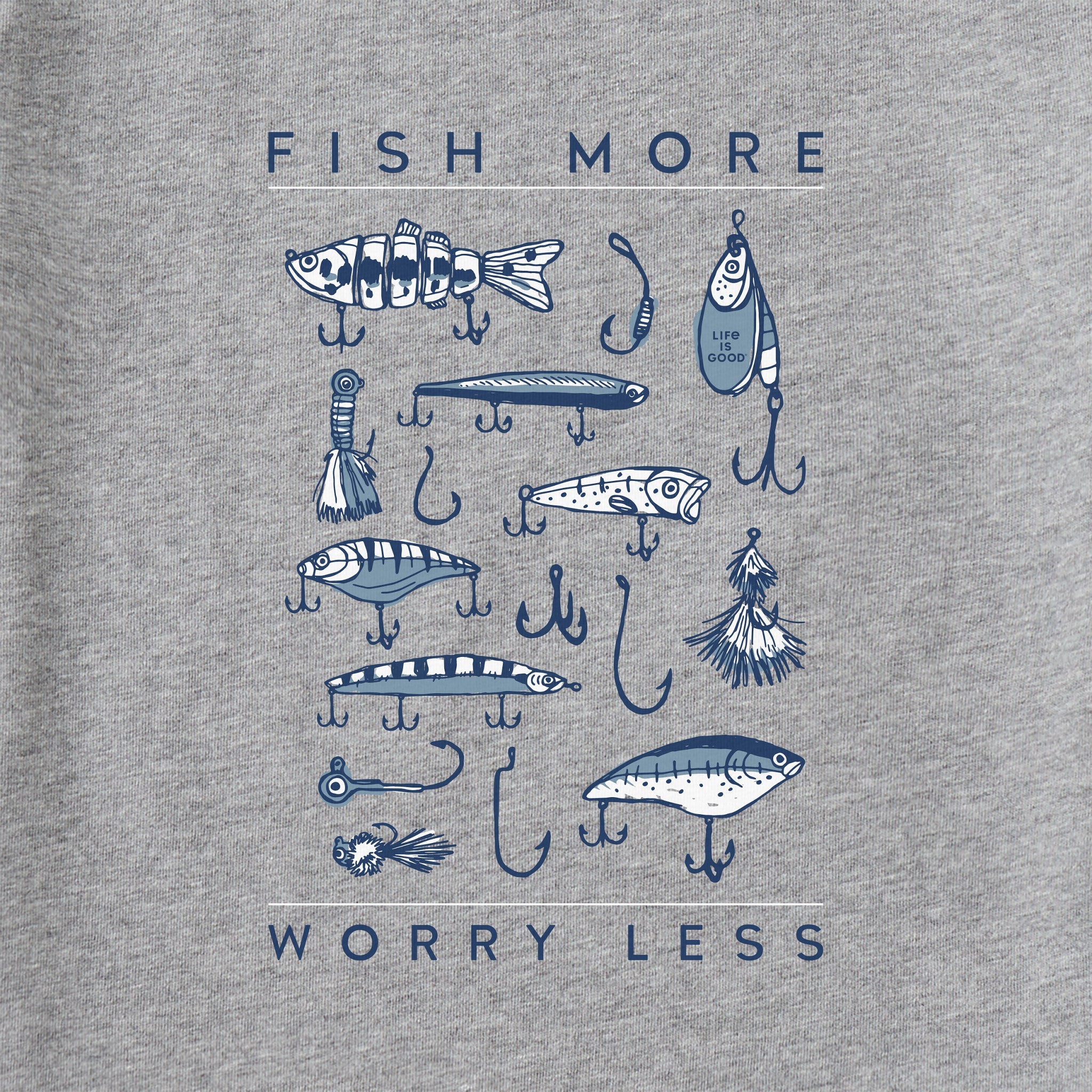 Men's Fish More Worry Less Hooks and Tackle Short Sleeve Tee