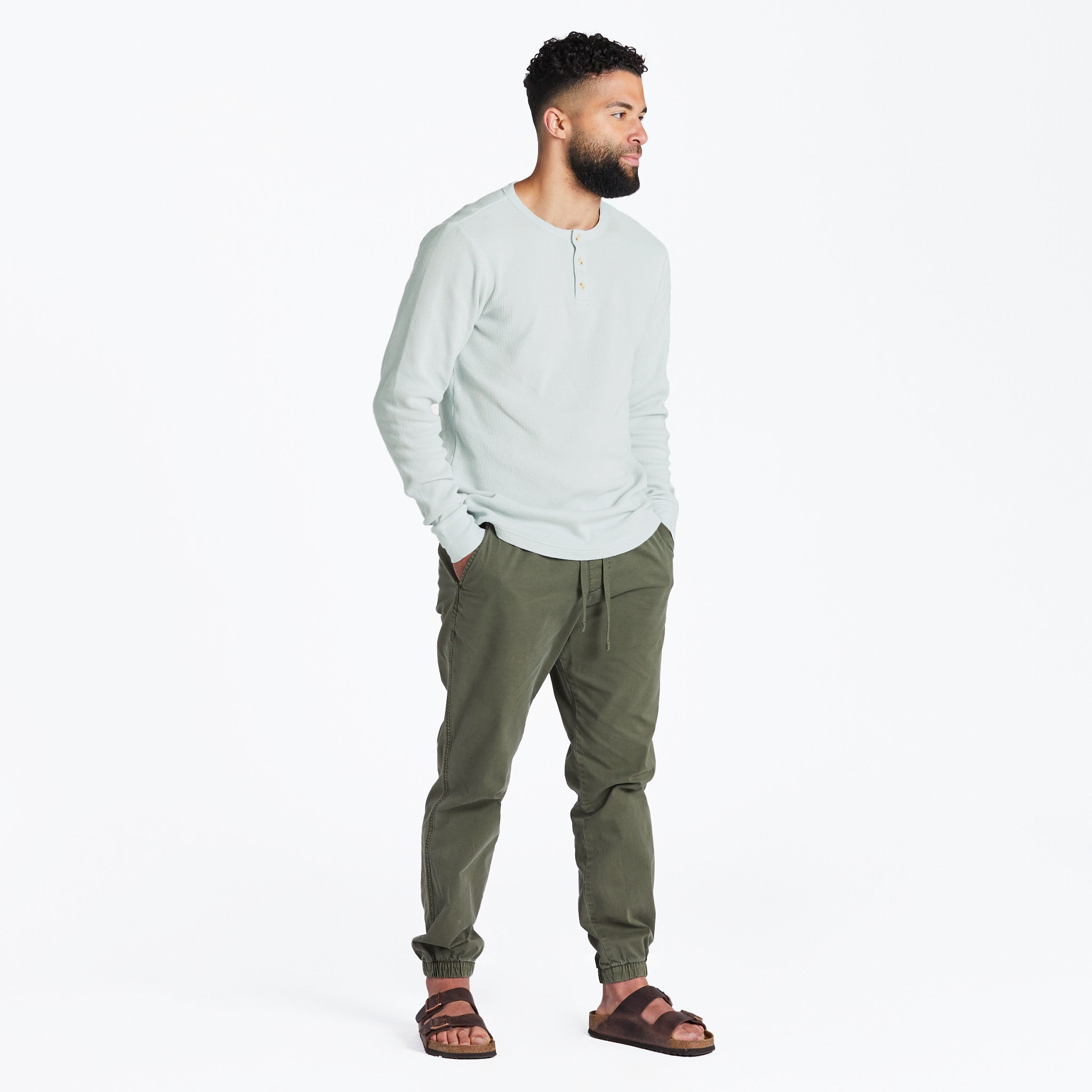 Men's Solid Thermal Henley