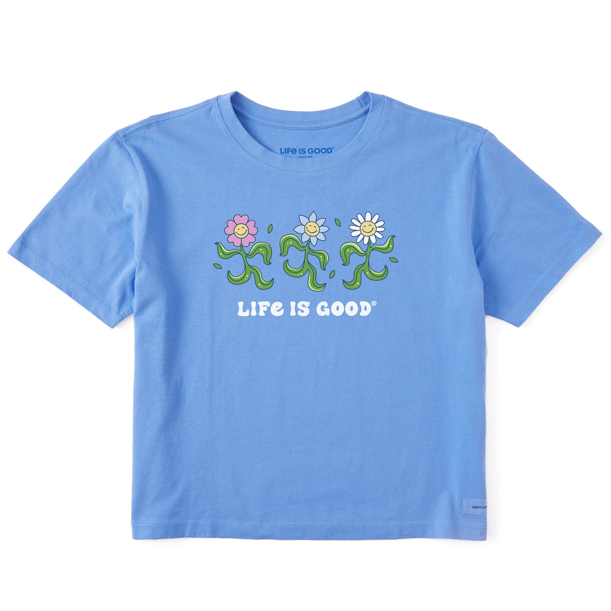 Women's Dancing Flowers Short Sleeve Crusher Boxy Tee