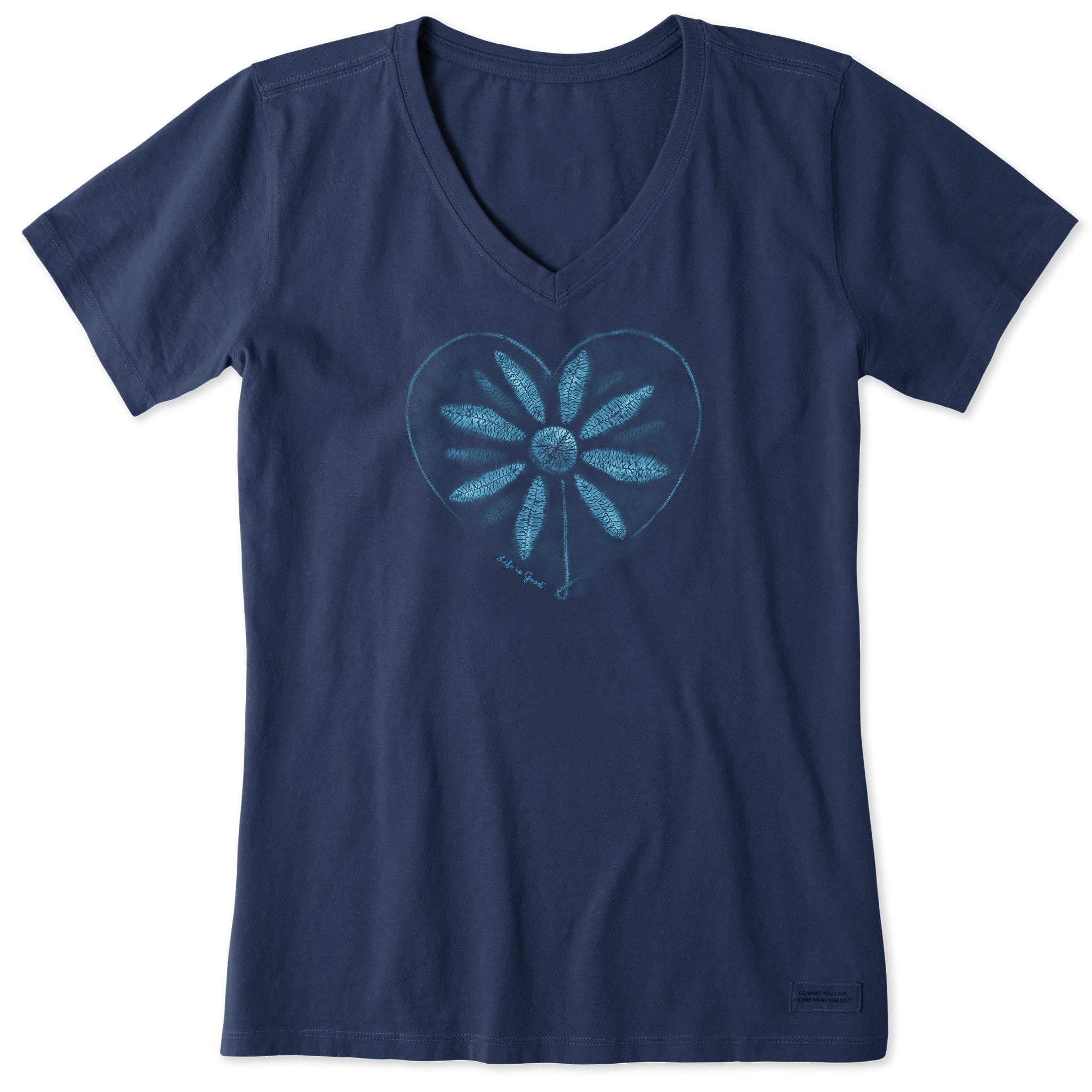 Women's Indigo Shibori Daisy Short Sleeve Vee