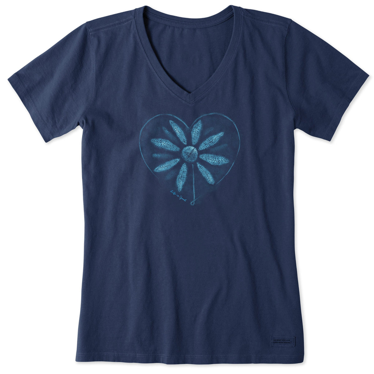 Women's Indigo Shibori Daisy Short Sleeve Vee