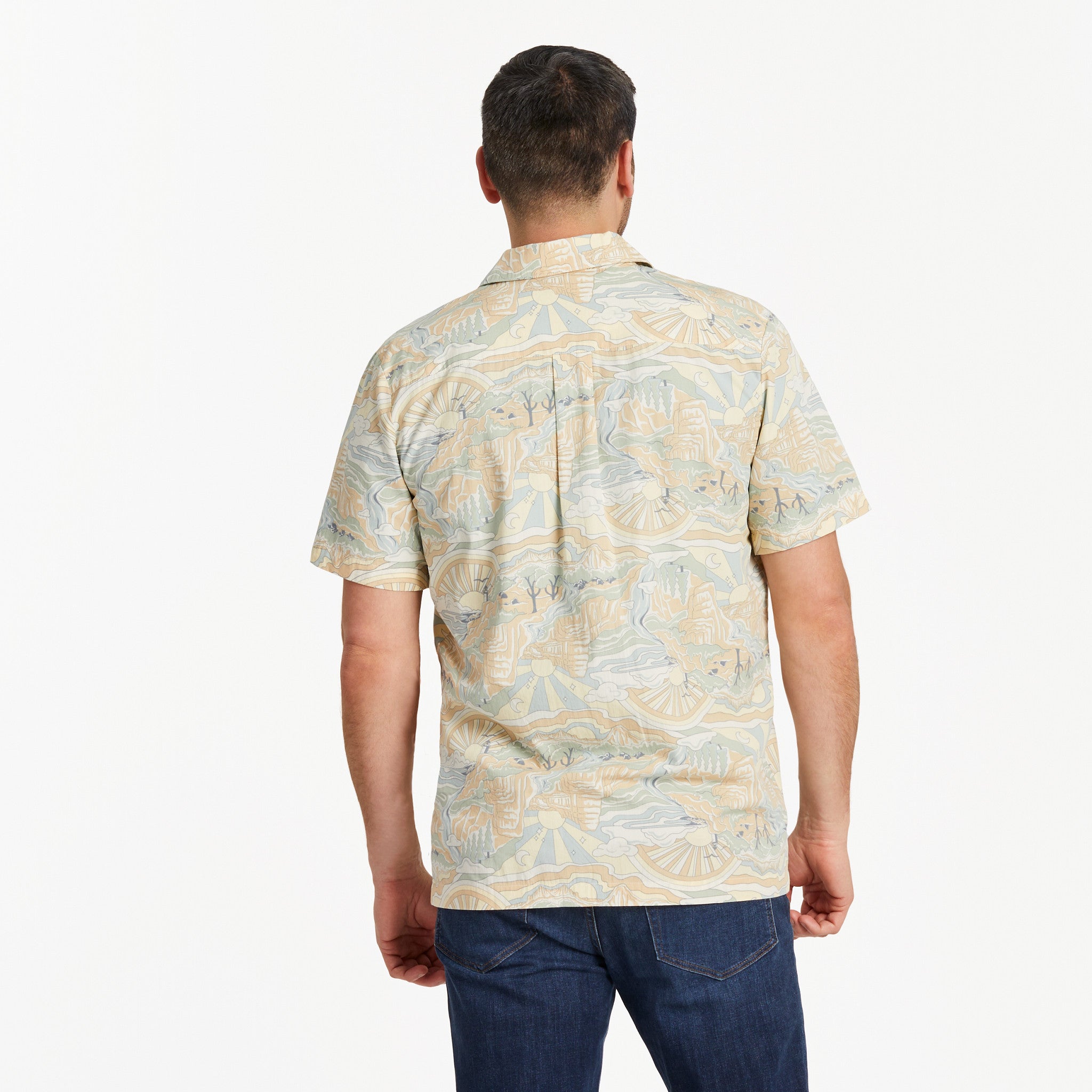 Men's Trippy Landscape Pattern Camp Shirt