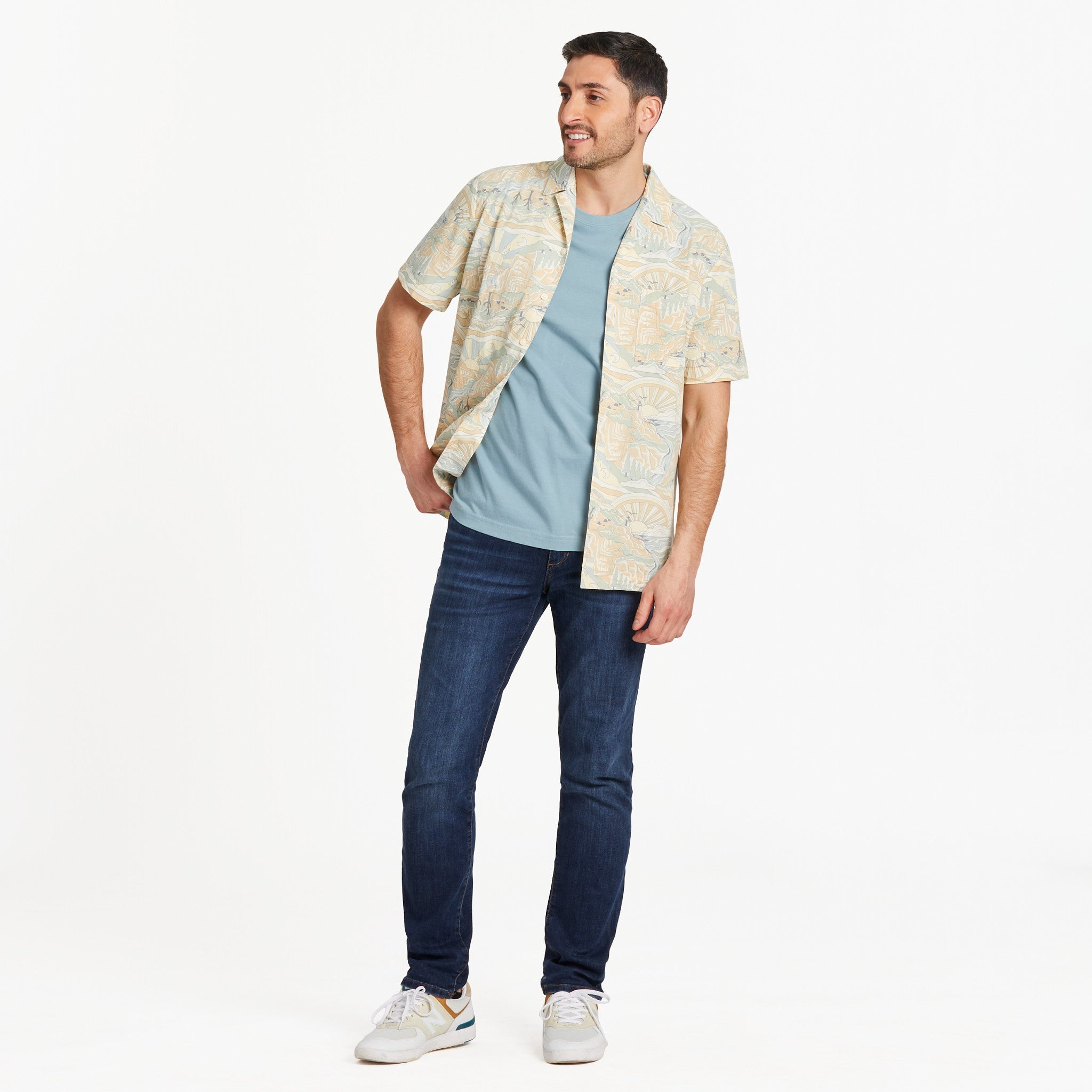 Men's Trippy Landscape Pattern Camp Shirt