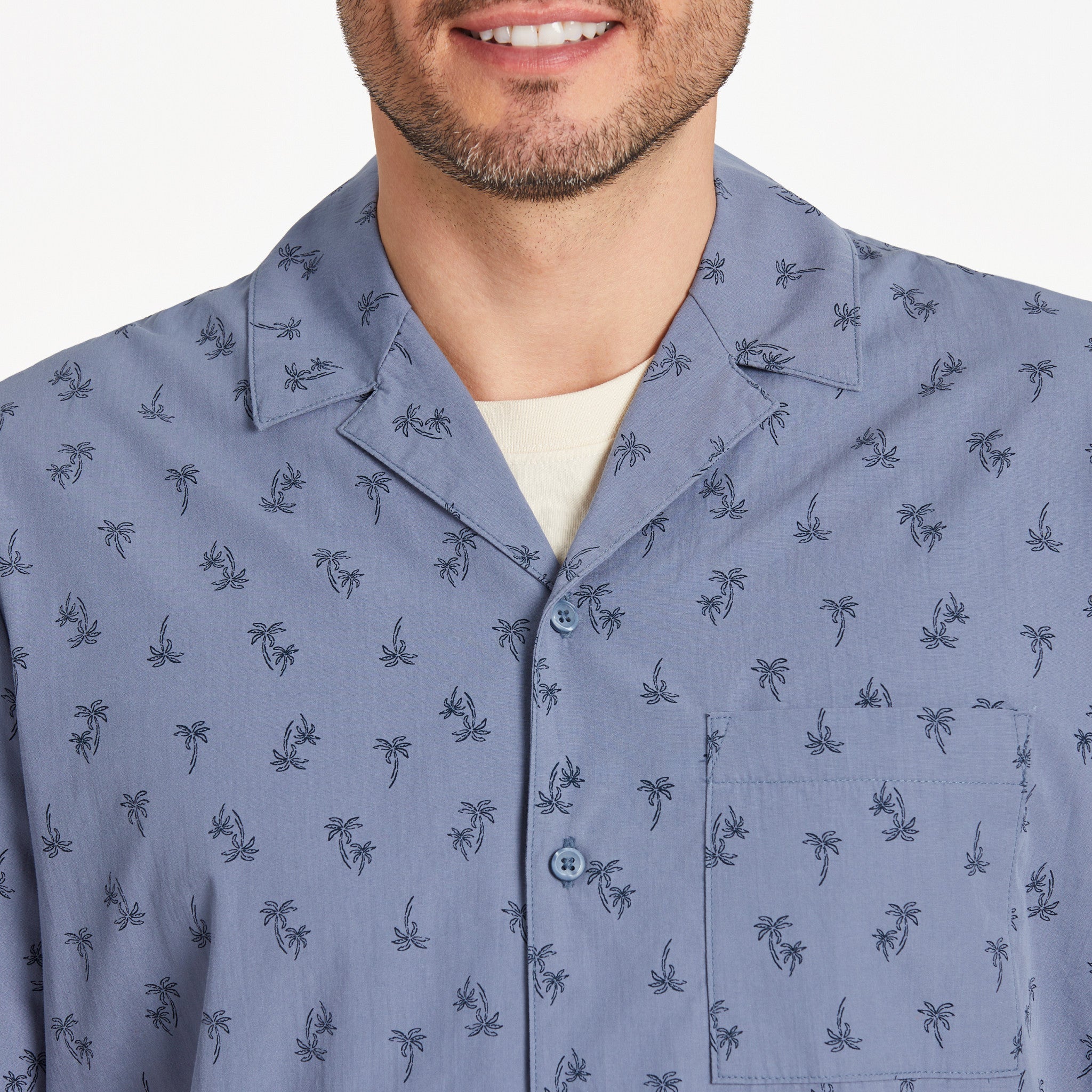 Men's Simple Palm Pattern Camp Shirt