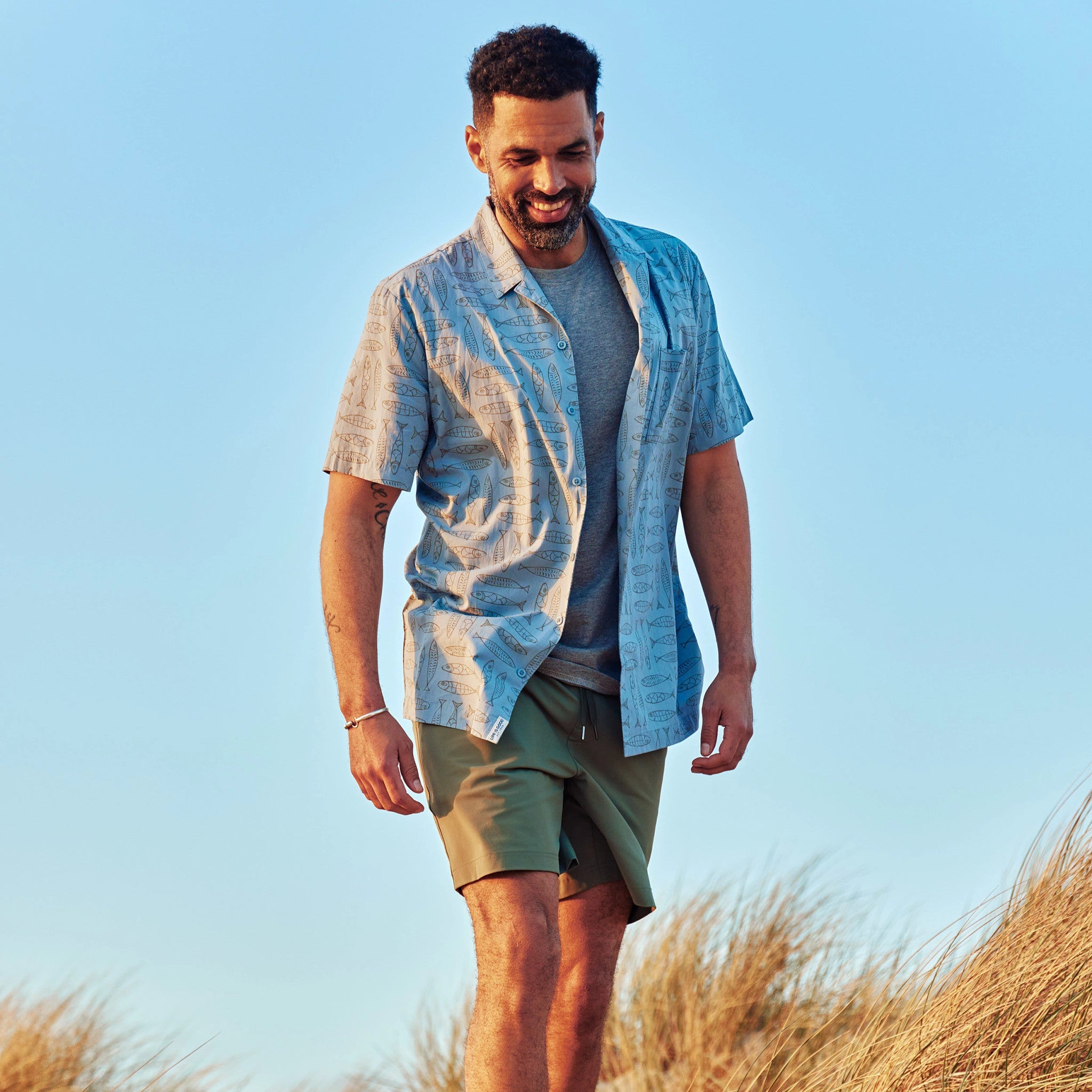 Men's Fish Pattern Camp Shirt