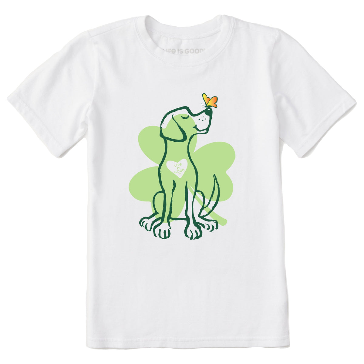 Kids Irish Spring Clover Dog Short Sleeve Crusher Tee