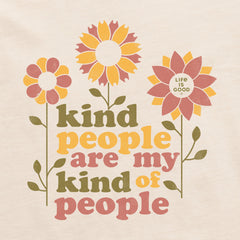 Women's Kind People Flowers Short Sleeve Crusher Tee