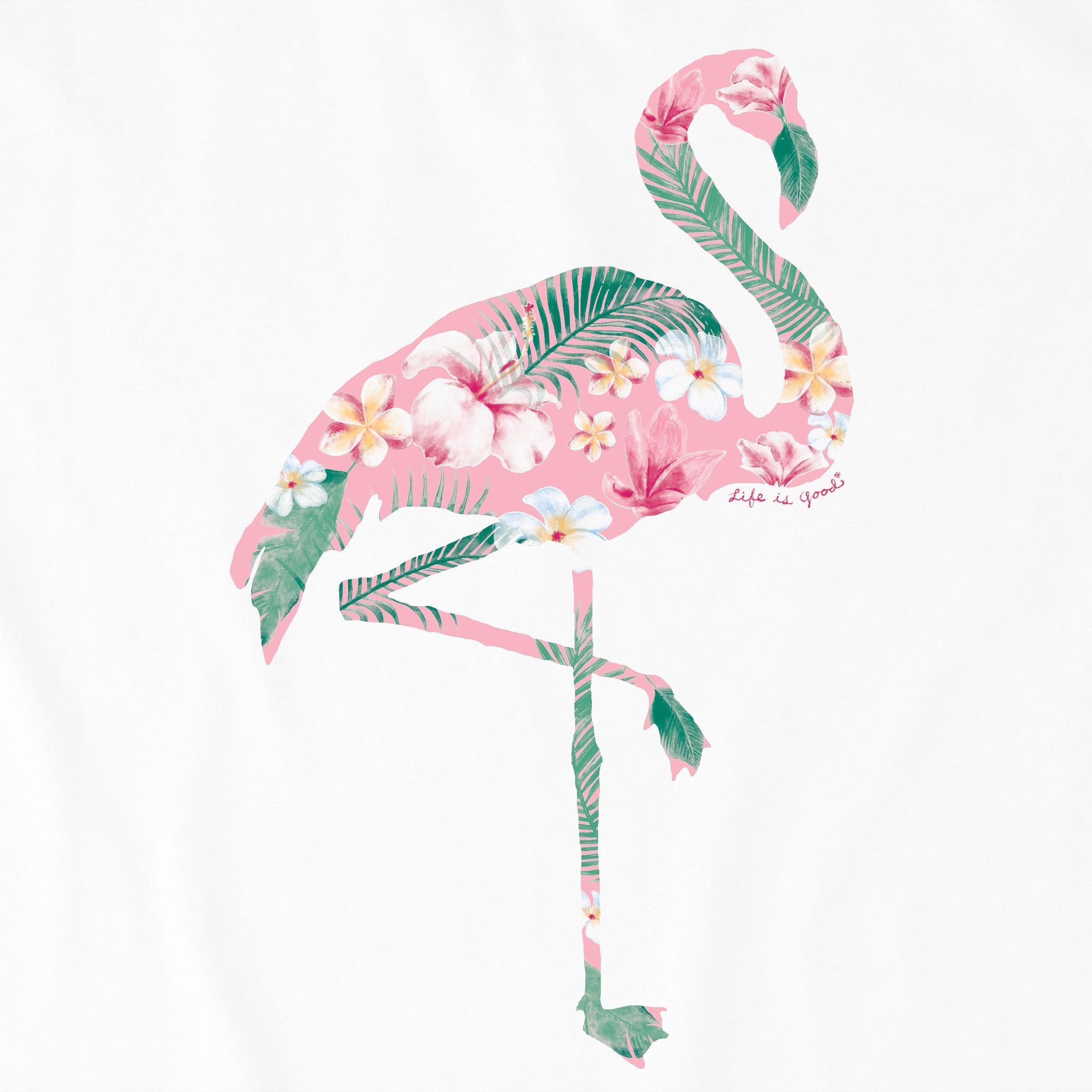Women's Flamingo Flowers Short Sleeve Tee