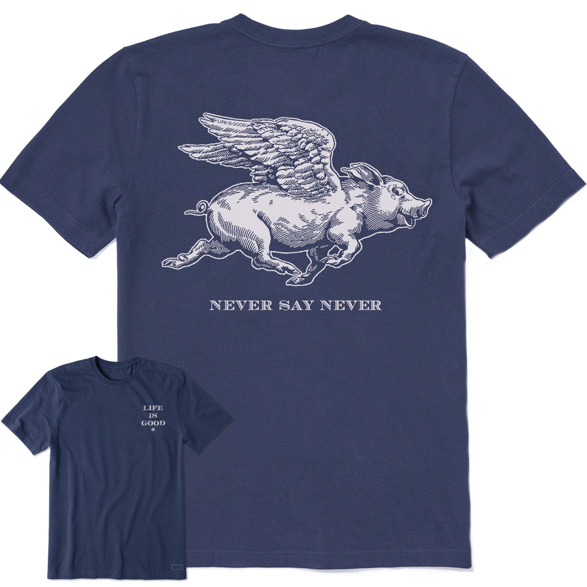 Men's Never Say Never Flying Pig Short Sleeve Tee