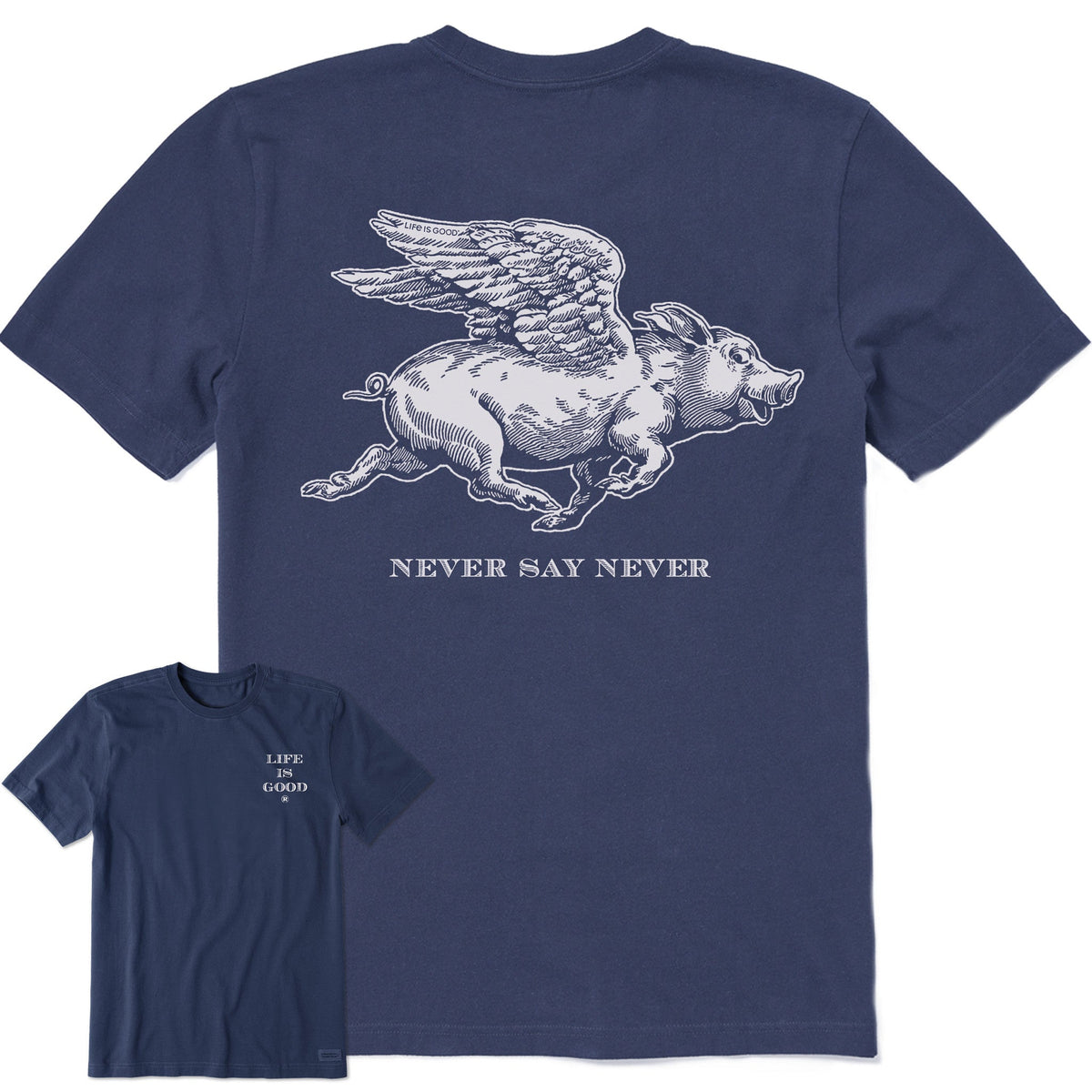 Men's Never Say Never Flying Pig Short Sleeve Tee