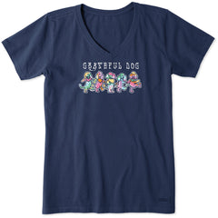 Women's Grateful Tie Dye Poodles Short Sleeve Crusher Vee