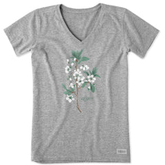 Women's Antique Plum Blossom Painting Short Sleeve Crusher Vee