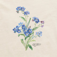Women's Antique Blue Flowers Short Sleeve Crusher Tee