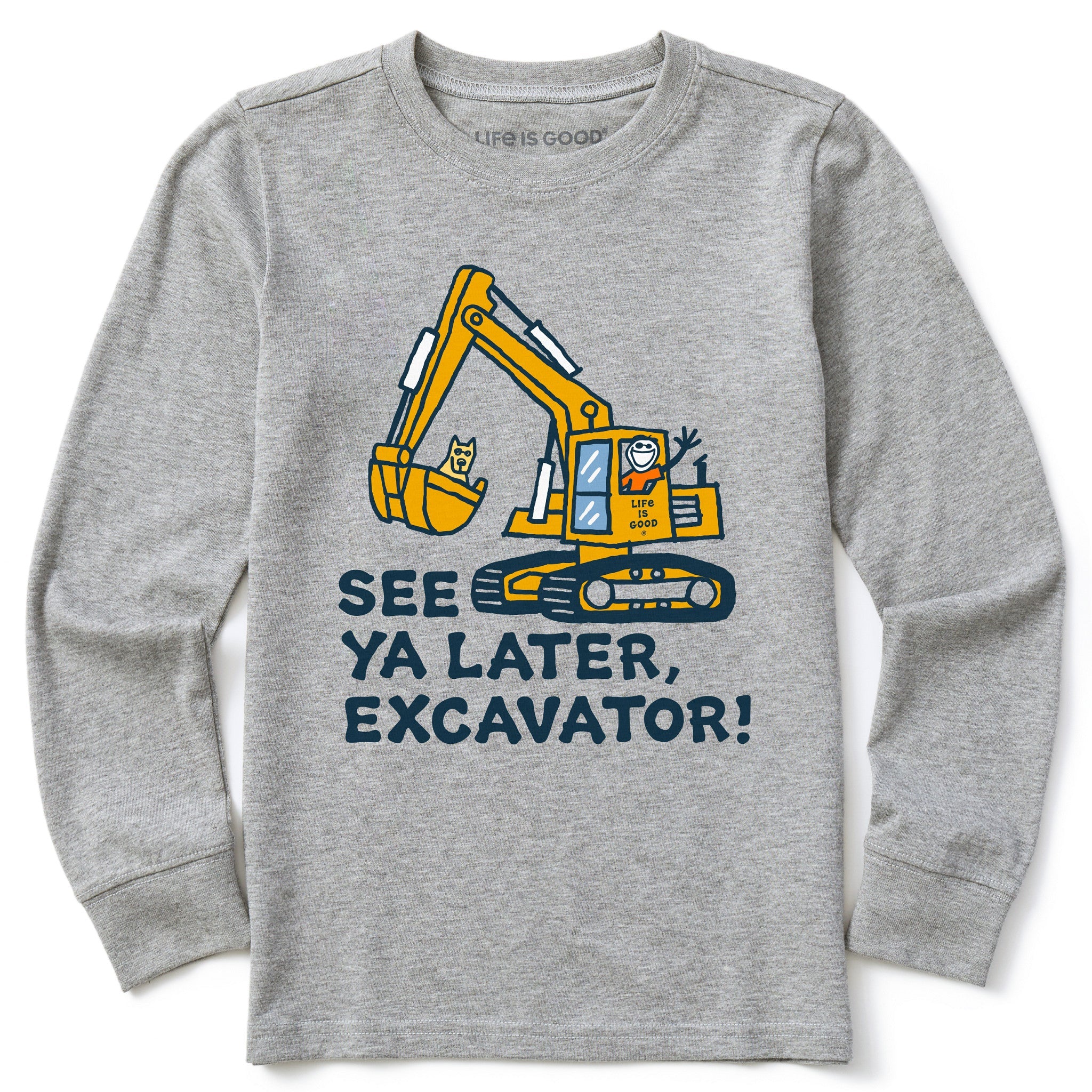 Kids Jake and Rocket Excavator Long Sleeve Crusher Tee
