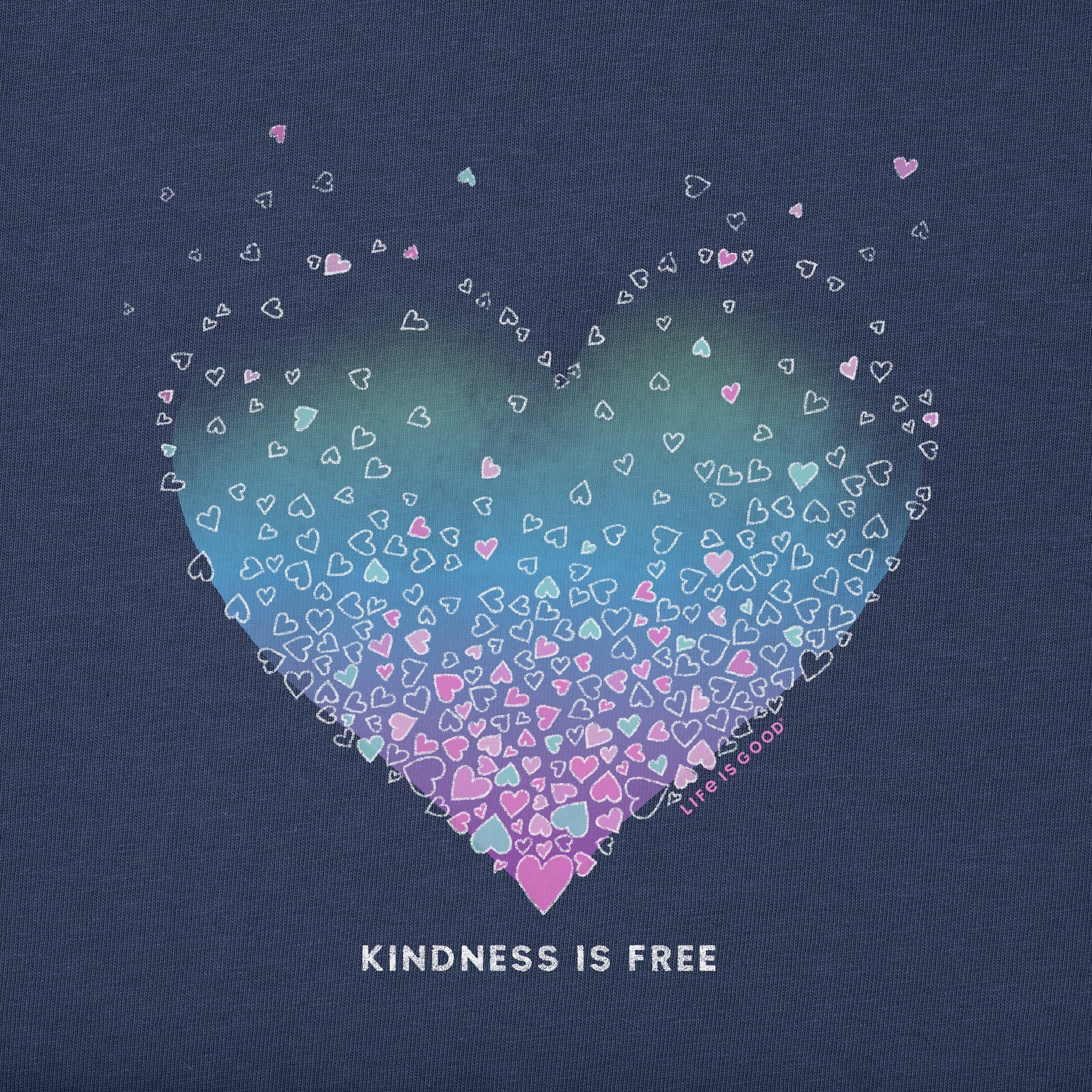 Women's Kindness is Free Evaporating Heart Long Sleeve Crusher Vee