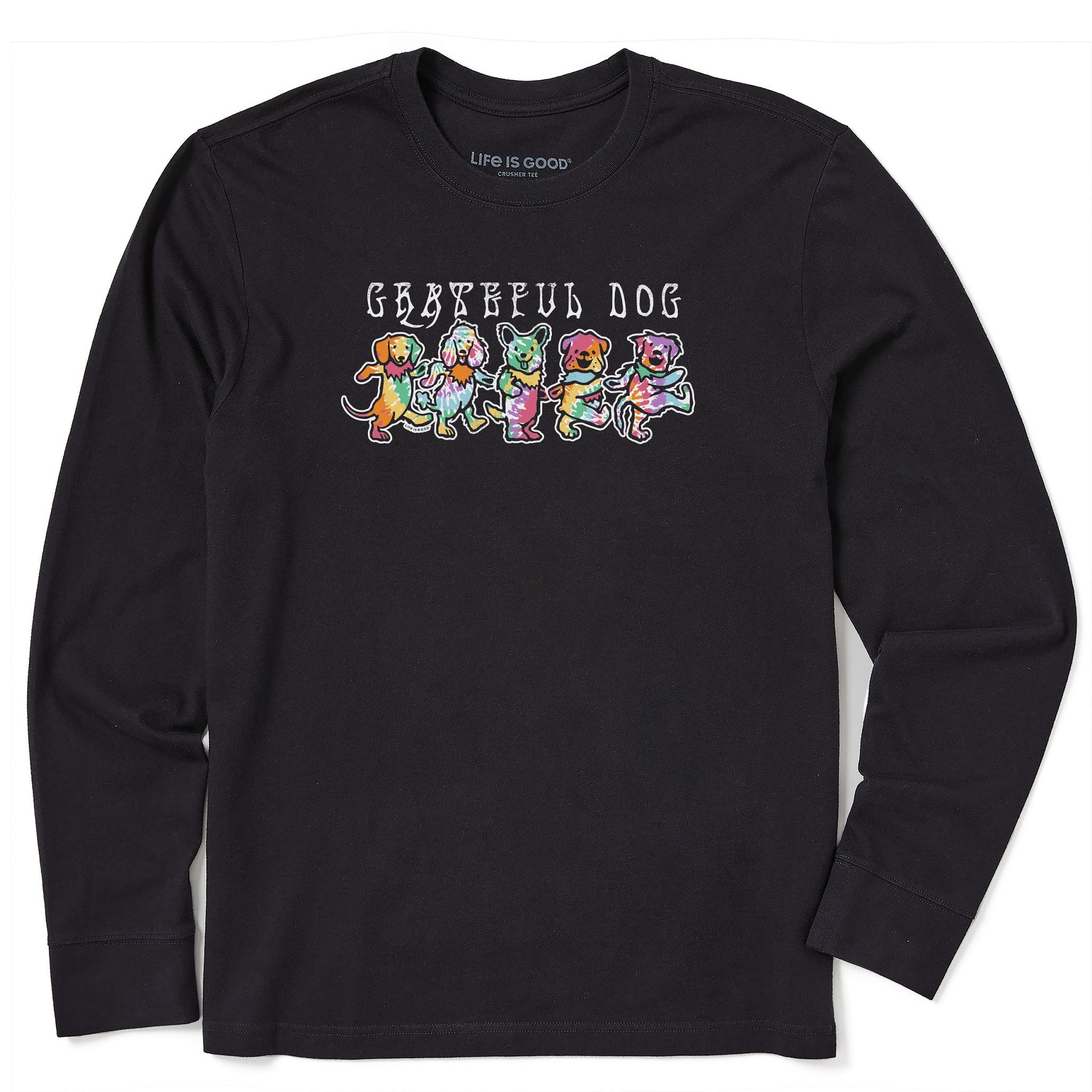 Men's Tie Dye Grateful Dog Long Sleeve Crusher Tee