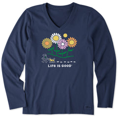Women's Jackie and Rocket Wildflowers Long Sleeve Crusher Vee