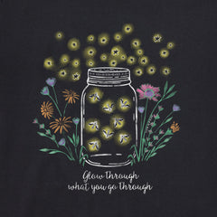 Women's Fireflies Flowers Jar Long Sleeve Crusher Tee