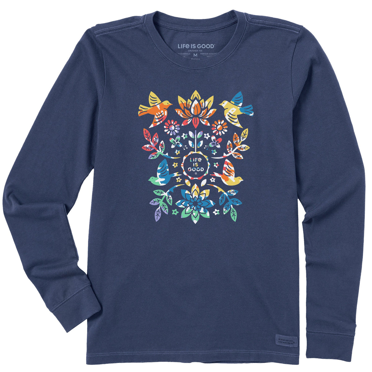 Women's Folk Art Garden Tie Dye Long Sleeve Crusher Tee