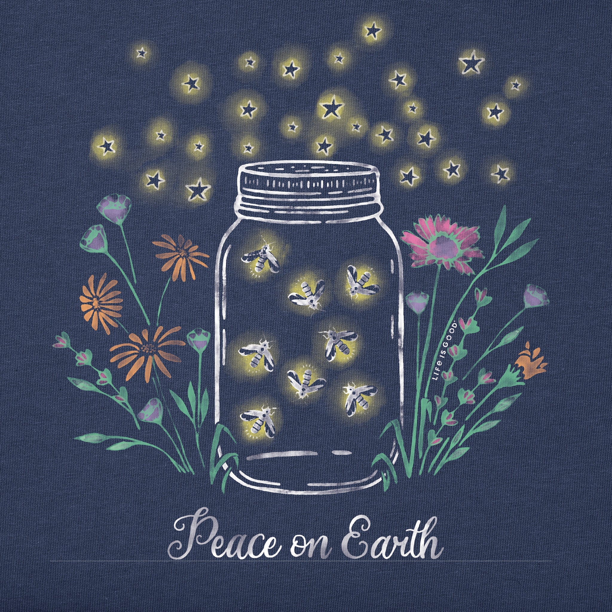 Women's Firefly Flowers Jar Peace on Earth Long Sleeve Crusher Tee