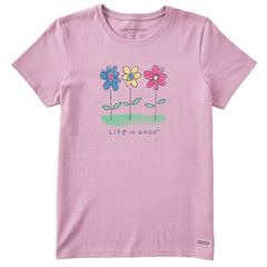 Women's 3 Happy Flowers Short Sleeve Tee