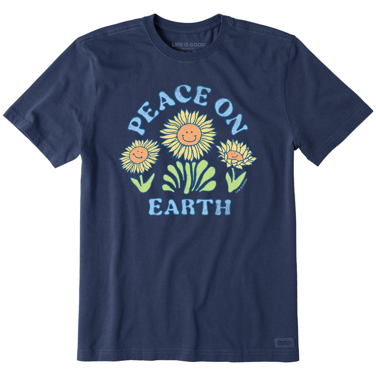 Men's Peace on Earth Happy Sunflowers Short Sleeve Tee